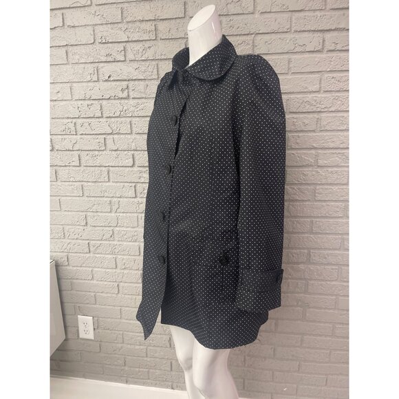 Gallery Women Black White Polka Dot Water Repellent Raincoat Size L - Picture 3 of 10